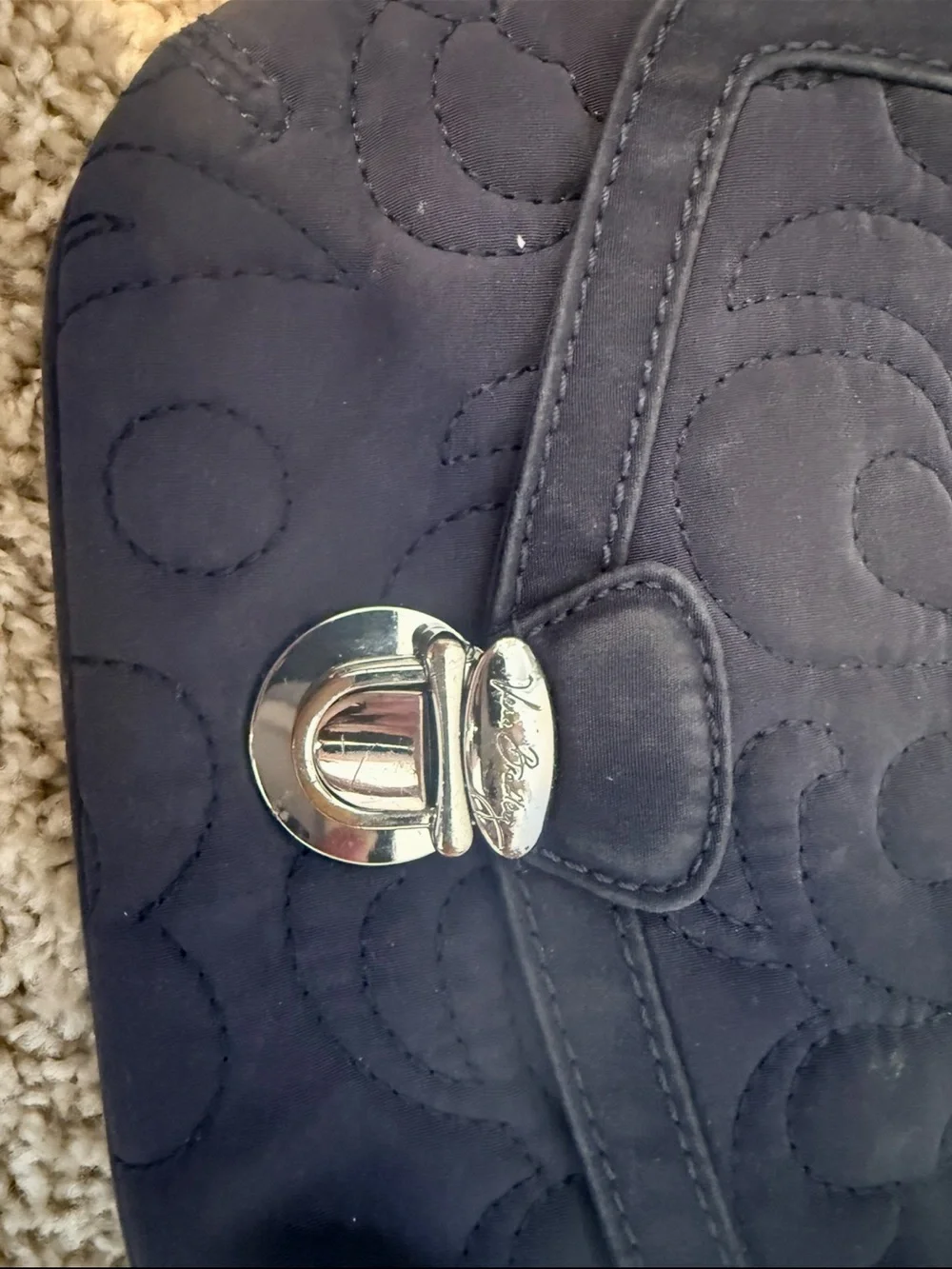 Vera Bradley wristlet clutch bag navy blue/ Daffodil Lining